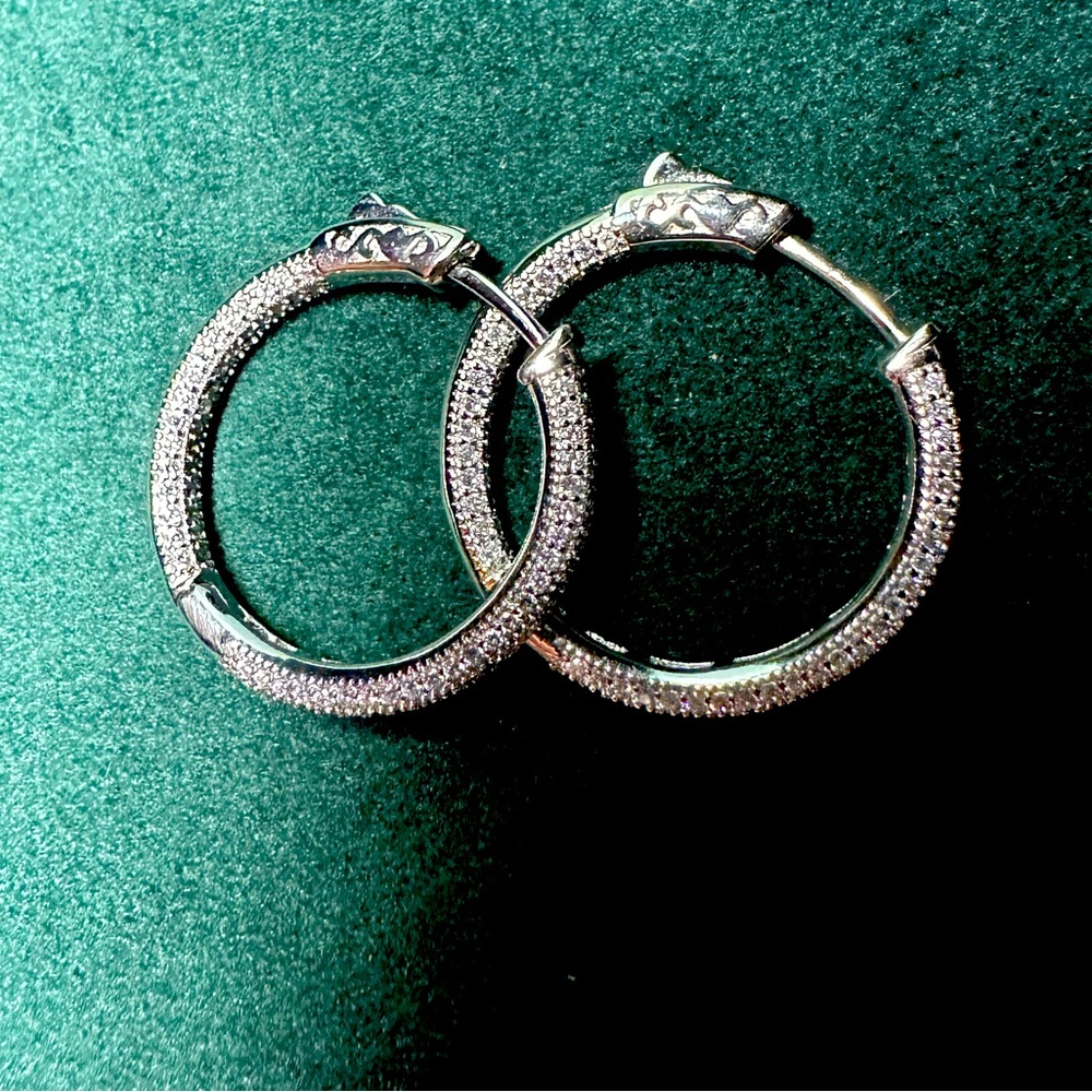 Sterling Silver Moissanite Hoop Earrings